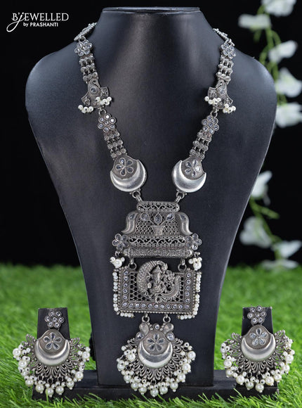 Oxidised haaram with cz stone and ganesha pendant - {{ collection.title }} by Prashanti Sarees