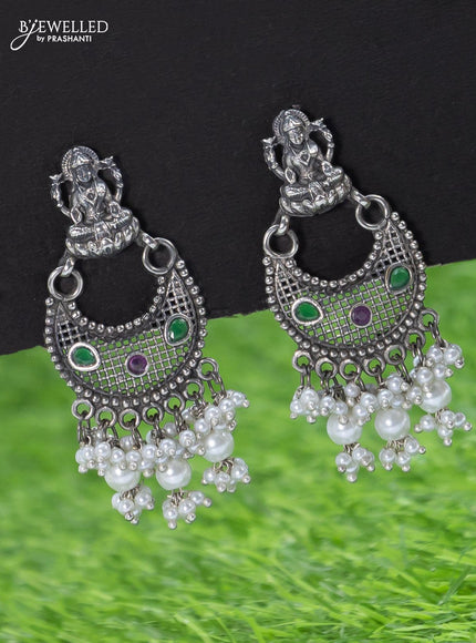 Oxidised haaram with kemp stone and lakshmi pendant - {{ collection.title }} by Prashanti Sarees