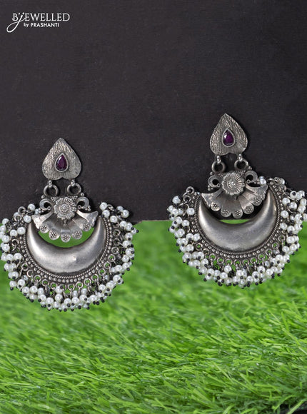 Oxidised haaram with kemp stone and pearl hangings - {{ collection.title }} by Prashanti Sarees