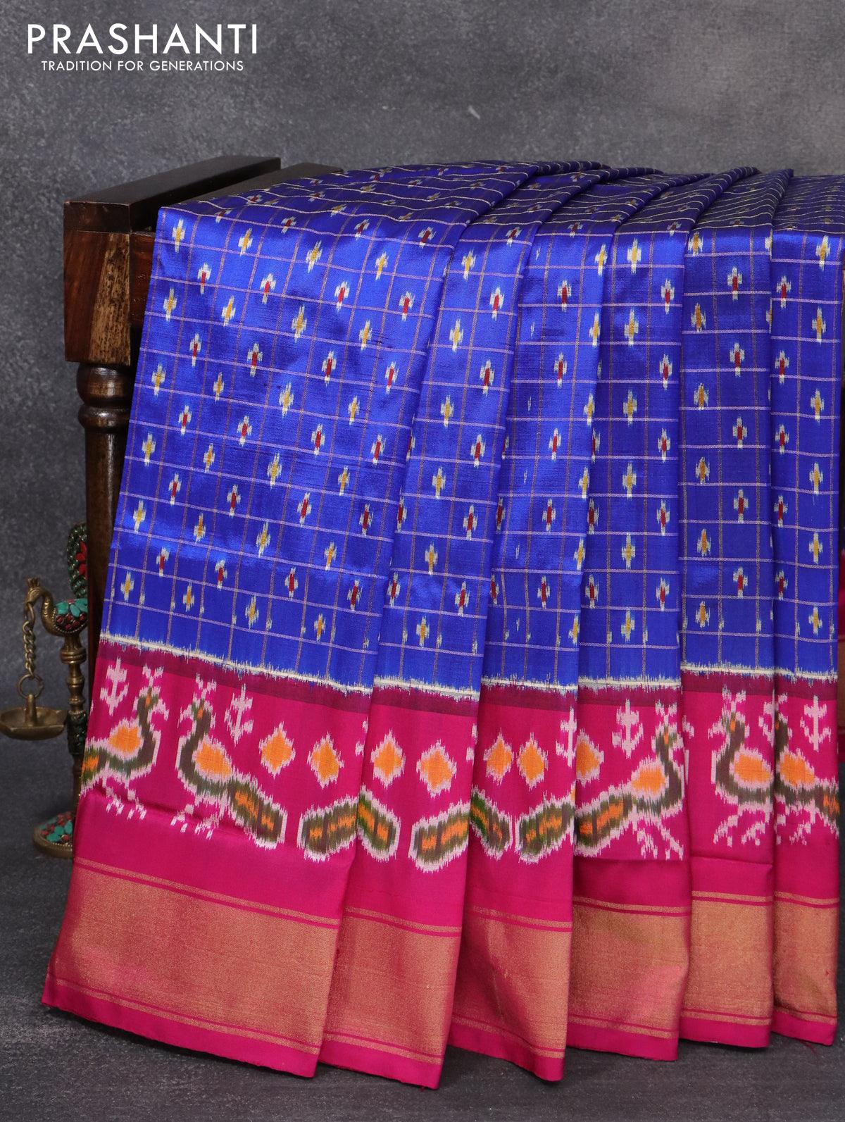 Buy Sri Venkateshwara Handloom Pochampally Ikkat Silk Sarees with Blouses  Online at Best Prices in India - JioMart.