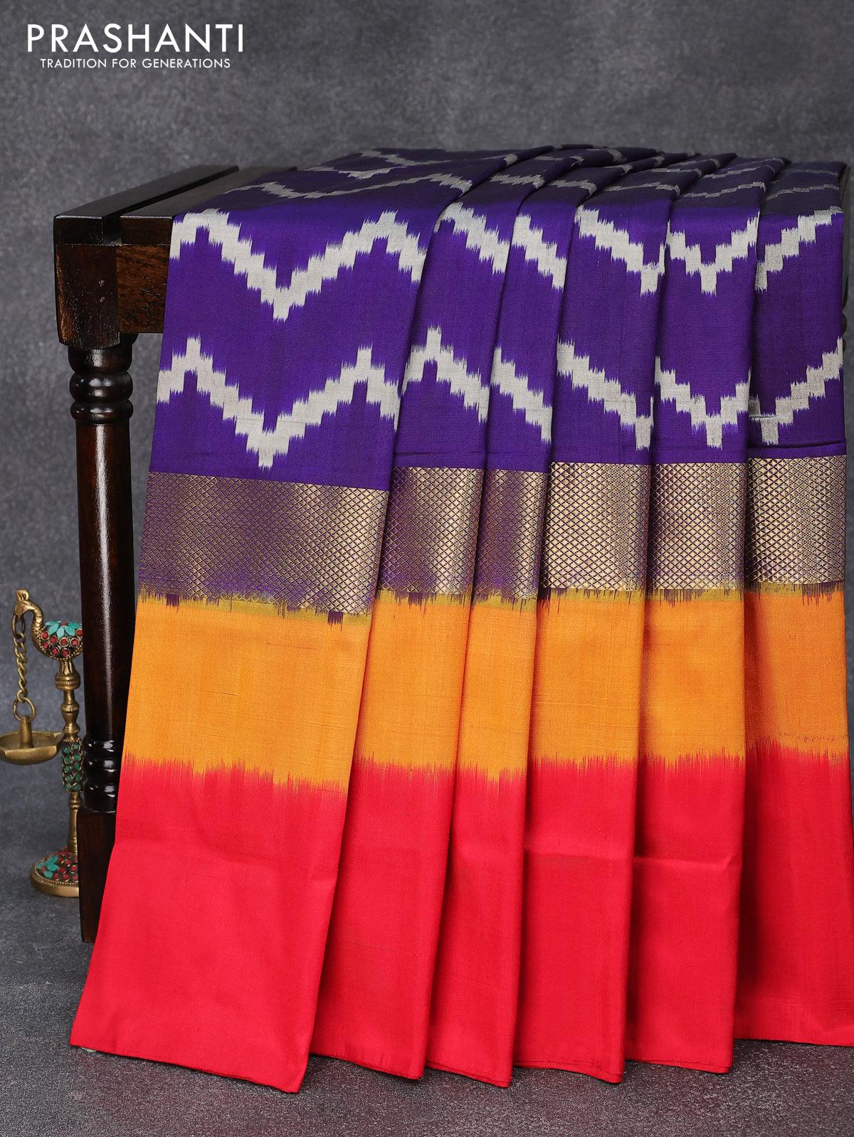 Ikkat Pochampally Soft Silk Saree – Uppadasarees.in