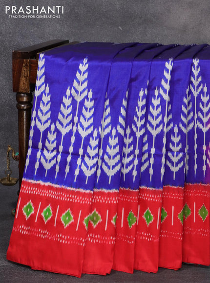 Pochampally silk saree blue and red with ikat weaves and ikat woven border - {{ collection.title }} by Prashanti Sarees