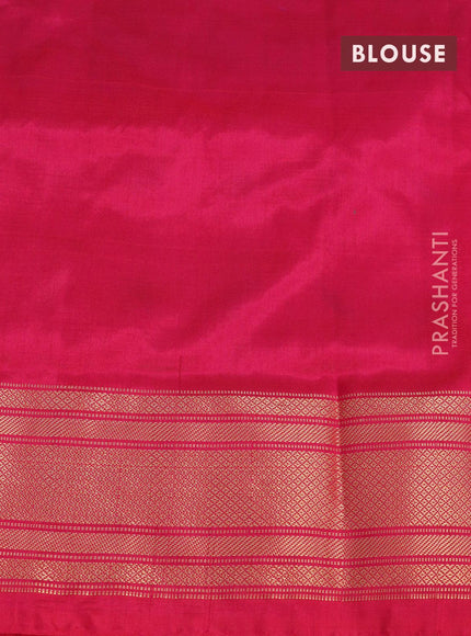 Pochampally silk saree cs blue and pink with allover ikat weaves and long ikat woven zari border - {{ collection.title }} by Prashanti Sarees