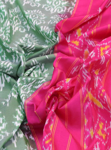 Pochampally silk saree green shade and pink with allover ikat weaves and simple border - {{ collection.title }} by Prashanti Sarees