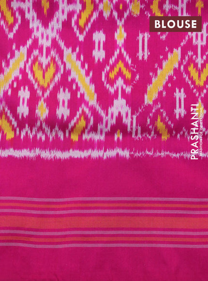 Pochampally silk saree green shade and pink with allover ikat weaves and simple border - {{ collection.title }} by Prashanti Sarees