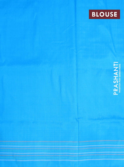 Pochampally silk saree grey and light blue with plain body and ikat woven simple border - {{ collection.title }} by Prashanti Sarees