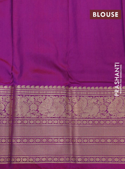 Pochampally silk saree pale yellow and purple with allover ikat weaves and long annam zari woven border - {{ collection.title }} by Prashanti Sarees