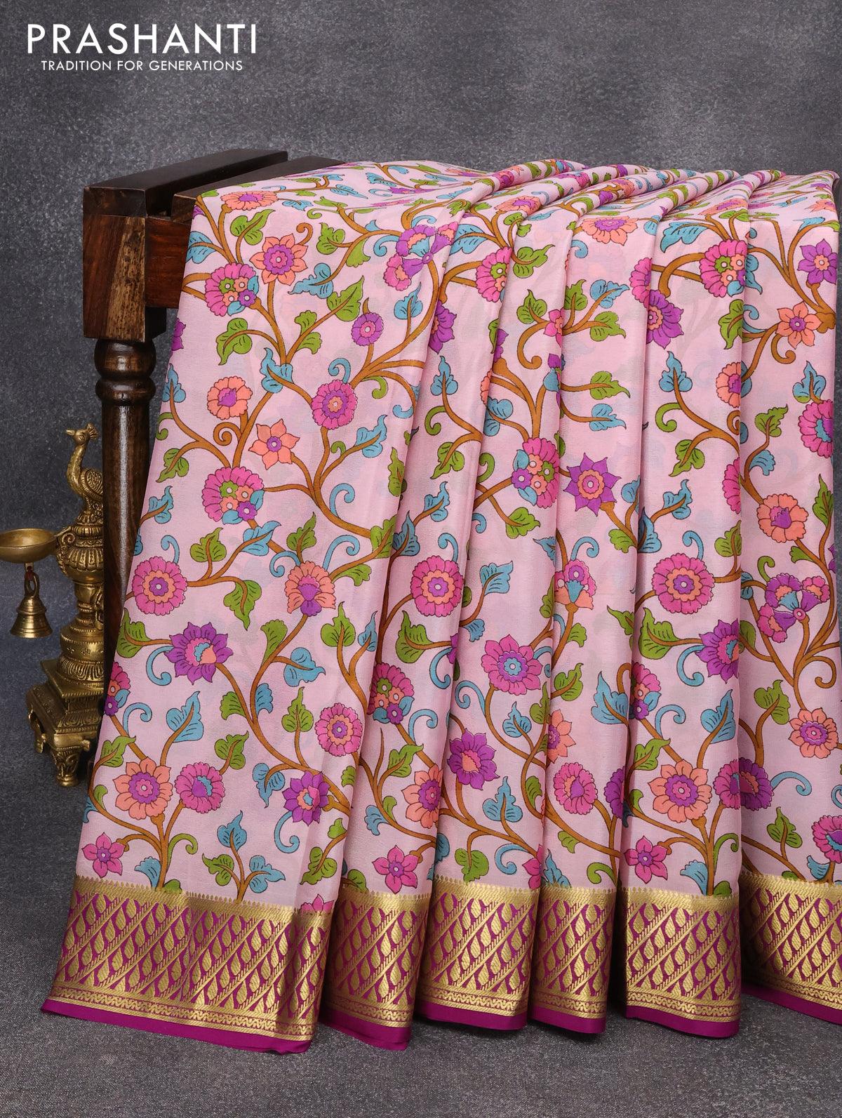 Silk Cottons with Kalamkari Prints by Prashanti | 11 April 2022 | Shop  online @ https://www.prashantisarees.com/collections/kalamkari-printed-silk-cottons  We bring you some stunning Korvai & Kuppadam silk cotton sarees... | By  Prashanti | Hello