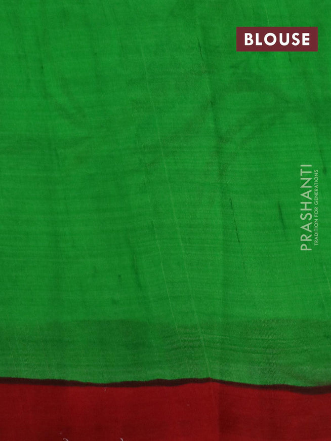 Printed partly silk saree light green and red with hand painted floral prints and simple border - {{ collection.title }} by Prashanti Sarees