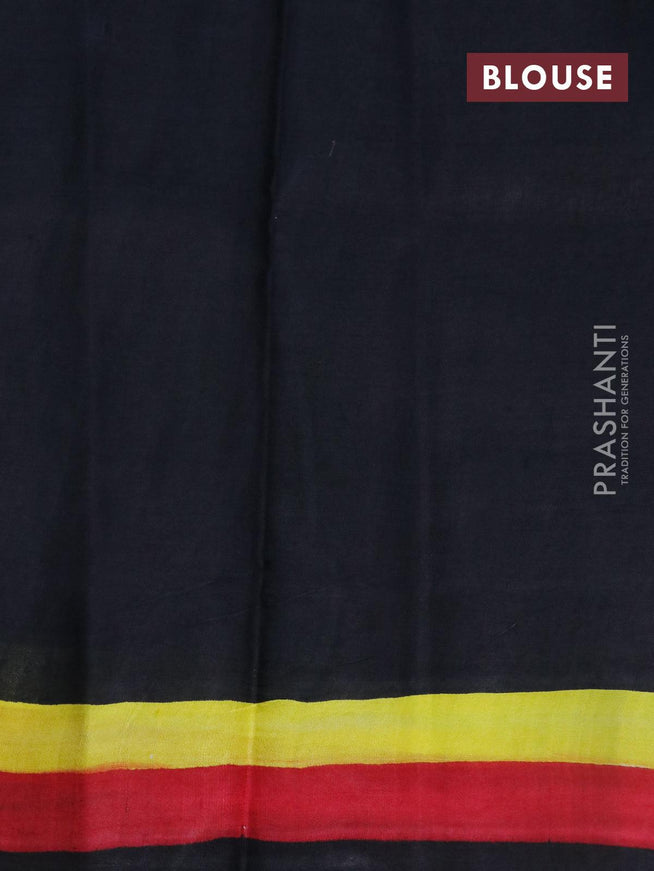 Printed silk saree black and multi colour with hand painted prints and simple border - {{ collection.title }} by Prashanti Sarees