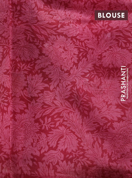 Printed silk saree brown and pink with allover floral prints and printed border - {{ collection.title }} by Prashanti Sarees