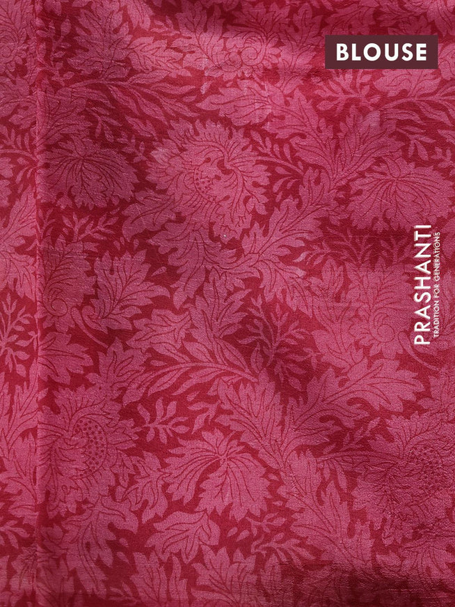 Printed silk saree brown and pink with allover floral prints and printed border - {{ collection.title }} by Prashanti Sarees