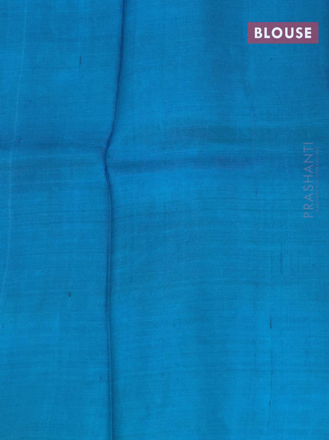 Printed silk saree cs blue and black with plain body and hand painted border - {{ collection.title }} by Prashanti Sarees