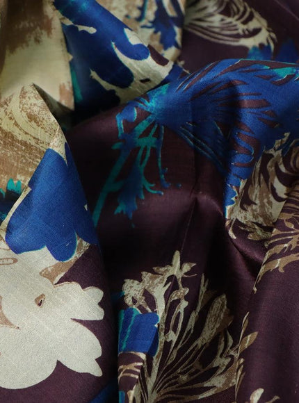 Printed silk saree multi colour and blue with allover prints and simple border - {{ collection.title }} by Prashanti Sarees