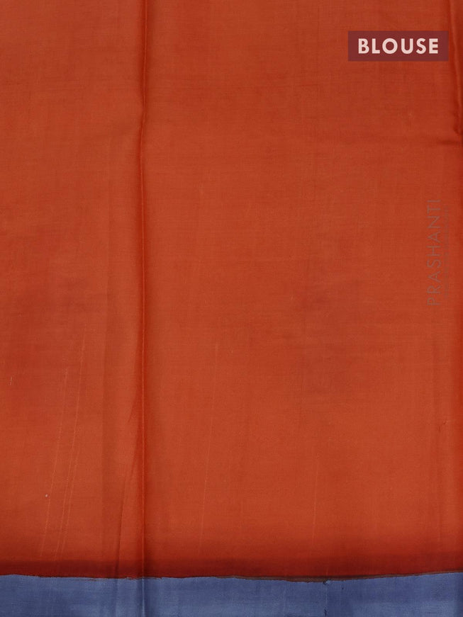 Printed silk saree orange and grey with plain body and hand painted border - {{ collection.title }} by Prashanti Sarees