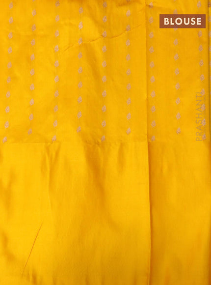 Pure banarasi katan silk saree green shade and yellow with zari woven buttas and floral zari woven border - {{ collection.title }} by Prashanti Sarees