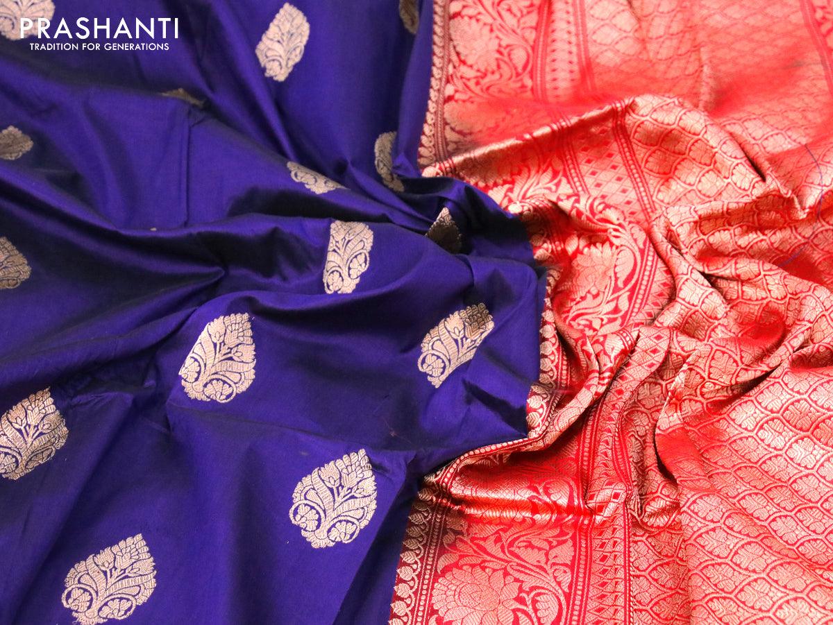 Pure banarasi katan silk saree violet and light green with zari woven –  Prashanti Sarees