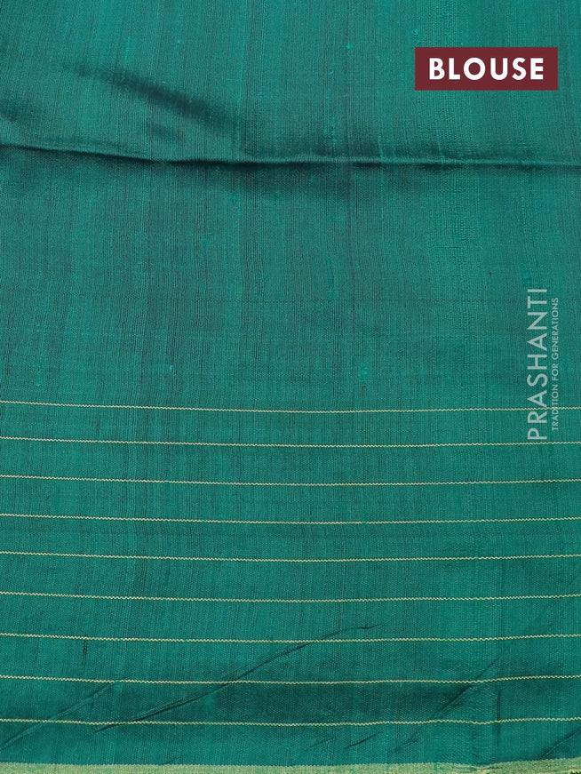 Pure dupion silk saree magenta pink and green with plain body and temple design zari checked border - {{ collection.title }} by Prashanti Sarees