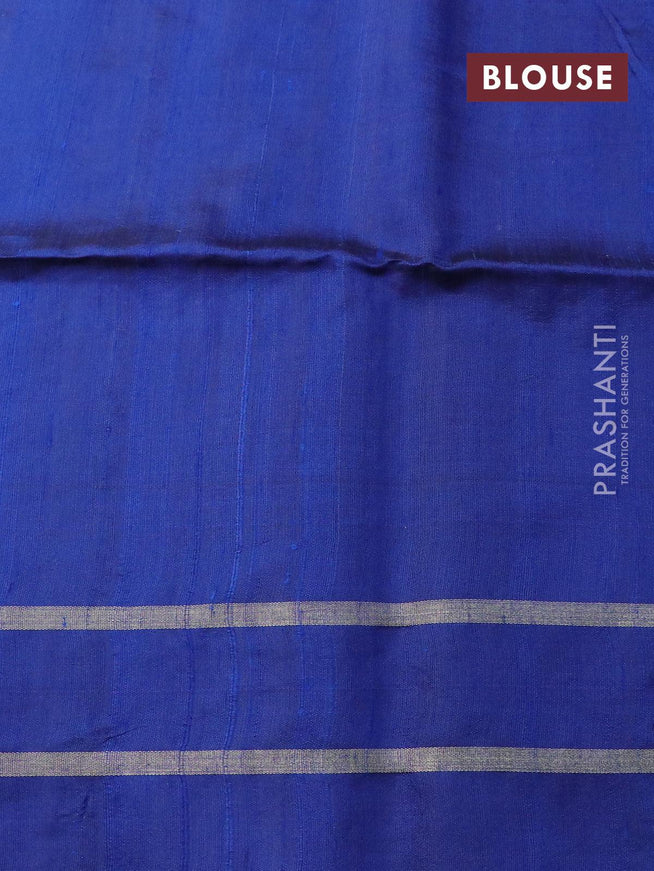 Pure dupion silk saree maroon and blue with allover zari weaves and temple design rettapet zari woven border - {{ collection.title }} by Prashanti Sarees