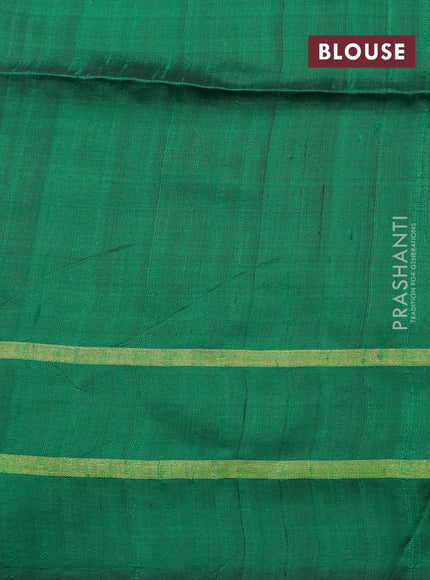 Pure dupion silk saree maroon and green with allover zari weaves and temple design rettapet zari woven border - {{ collection.title }} by Prashanti Sarees