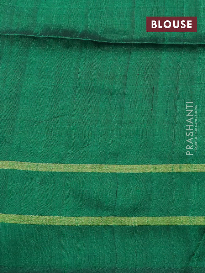Pure dupion silk saree maroon and green with allover zari weaves and temple design rettapet zari woven border - {{ collection.title }} by Prashanti Sarees
