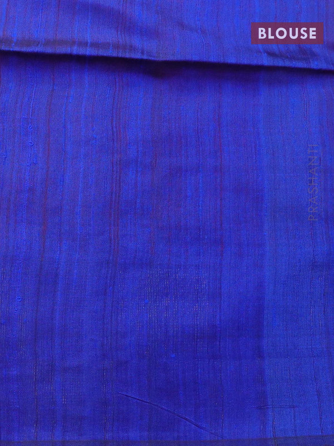 Pure dupion silk saree maroon and royal blue with plain body and temple design checked pattern border - {{ collection.title }} by Prashanti Sarees