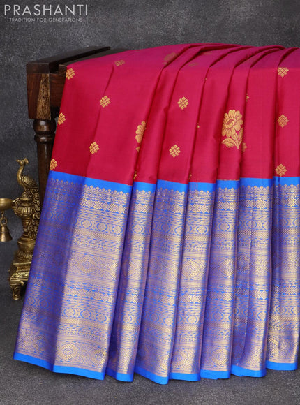 Pure gadwal silk saree dual shade of pink and cs blue with allover zari woven buttas and long rich zari woven border and Butta style - {{ collection.title }} by Prashanti Sarees