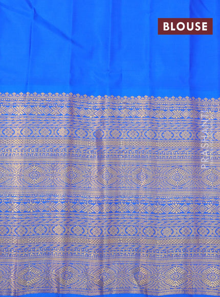 Pure gadwal silk saree dual shade of pink and cs blue with allover zari woven buttas and long rich zari woven border and Butta style - {{ collection.title }} by Prashanti Sarees