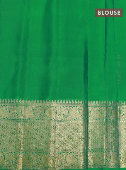 Pure gadwal silk saree dual shade of pink and green with allover zari woven buttas and annam zari woven border - {{ collection.title }} by Prashanti Sarees