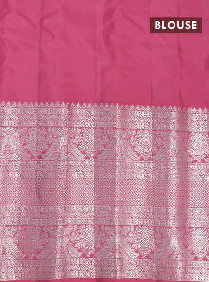 Pure gadwal silk saree light blue and light pink with allover silver & gold zari woven buttas and long silver zari woven border - {{ collection.title }} by Prashanti Sarees