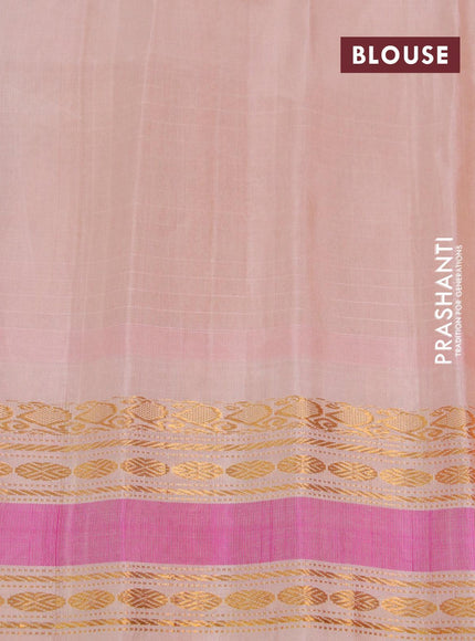 Pure gadwal silk saree light blue and sandal with allover checked & buttas and zari woven border - {{ collection.title }} by Prashanti Sarees