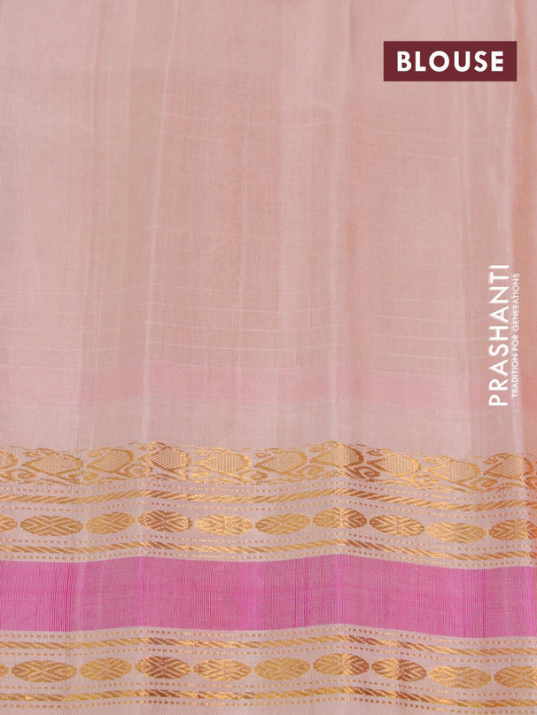 Pure gadwal silk saree light blue and sandal with allover checked & buttas and zari woven border - {{ collection.title }} by Prashanti Sarees