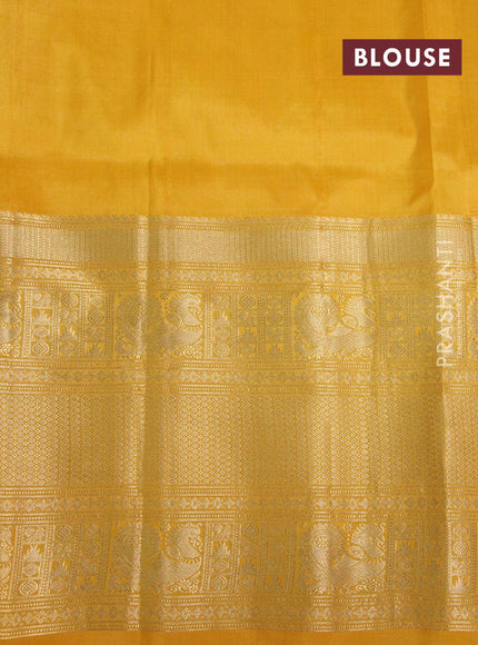 Pure gadwal silk saree light blue and yellow with zari woven buttas and long zari woven border - {{ collection.title }} by Prashanti Sarees