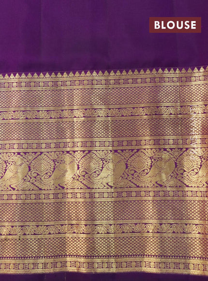 Pure gadwal silk saree light bluer and deep purple with zari woven buttas and temple design long annam zari woven border - {{ collection.title }} by Prashanti Sarees