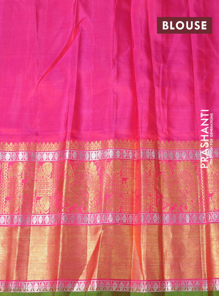 Pure gadwal silk saree maroon and pink with allover zari woven butta weaves and long zari woven border - {{ collection.title }} by Prashanti Sarees