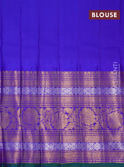 Pure gadwal silk saree pink and blue with allover zari woven buttas and temple design long rich zari woven border - {{ collection.title }} by Prashanti Sarees