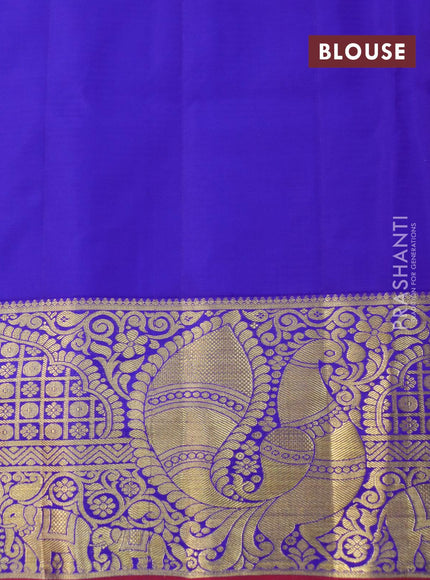 Pure gadwal silk saree pink and blue with zari woven floral buttas and zari woven border - {{ collection.title }} by Prashanti Sarees