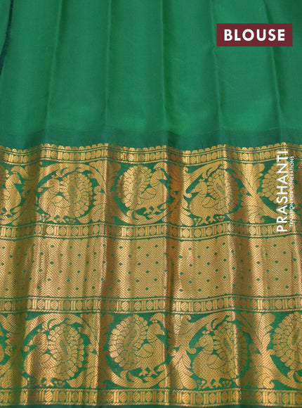 Pure gadwal silk saree pink and green with allover zari woven buttas and long rich annam zari woven border - {{ collection.title }} by Prashanti Sarees