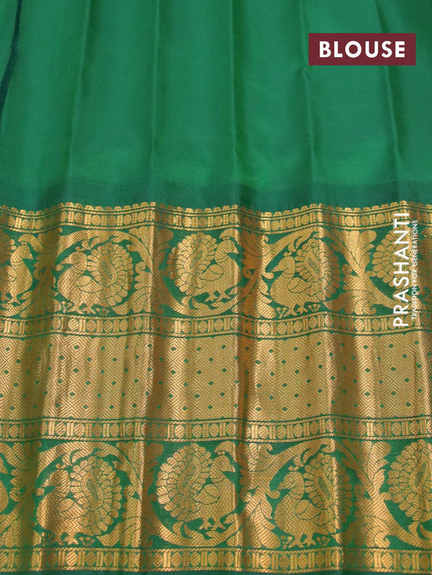 Pure gadwal silk saree pink and green with allover zari woven buttas and long rich annam zari woven border - {{ collection.title }} by Prashanti Sarees