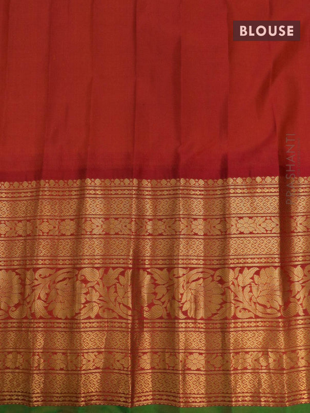 Pure gadwal silk saree royal blue and orange with allover zari woven foral buttas and long rich floral zari woven border - {{ collection.title }} by Prashanti Sarees