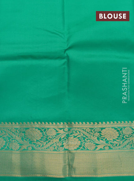 Pure kanjivaram silk saree blue and teal green with zari woven buttas and zari woven border - {{ collection.title }} by Prashanti Sarees