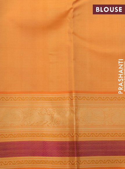 Pure kanjivaram silk saree cream and orange with thread woven buttas and thread woven border zero zari - {{ collection.title }} by Prashanti Sarees