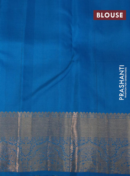 Pure kanjivaram silk saree cs blue with allover zari woven butta weaves and zari woven border - {{ collection.title }} by Prashanti Sarees