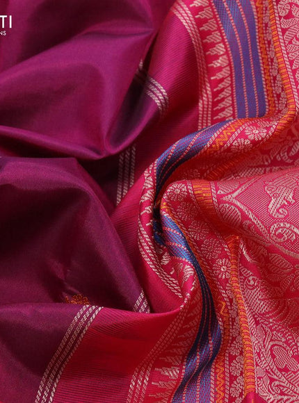 Pure kanjivaram silk saree dark magenta pink and pink with thread woven buttas and thread woven border - {{ collection.title }} by Prashanti Sarees