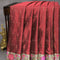 Pure kanjivaram silk saree maroon and grey with allover zari weaves and floral design embroidery cut work border - {{ collection.title }} by Prashanti Sarees