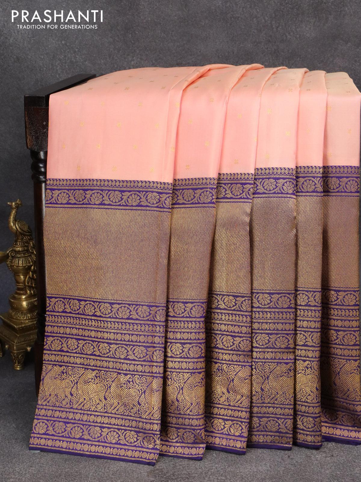 Banarasi Semi silk saree light pink with allover silver zari weaves an –  Cherrypick