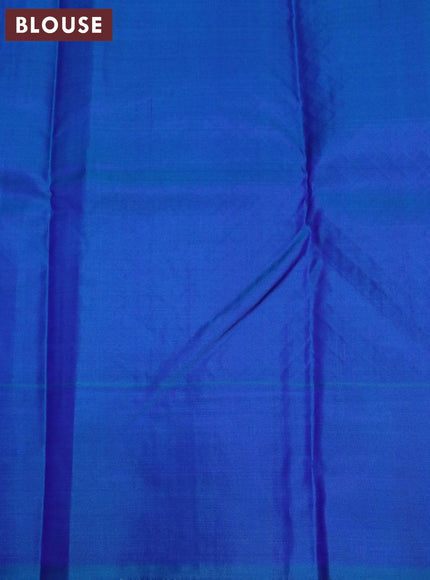 Pure kanjivaram silk saree pink and cs blue with allover zari weaves and simple border - {{ collection.title }} by Prashanti Sarees