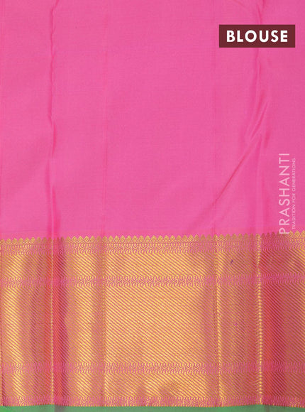 Pure kanjivaram silk saree pink and green with allover self emboss & zari buttas and zari woven border - {{ collection.title }} by Prashanti Sarees