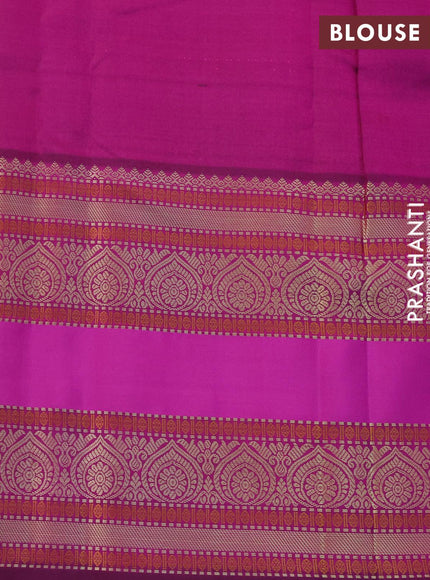 Pure kanjivaram silk saree pink and purple with thread woven buttas and long thread woven border zero zari - {{ collection.title }} by Prashanti Sarees