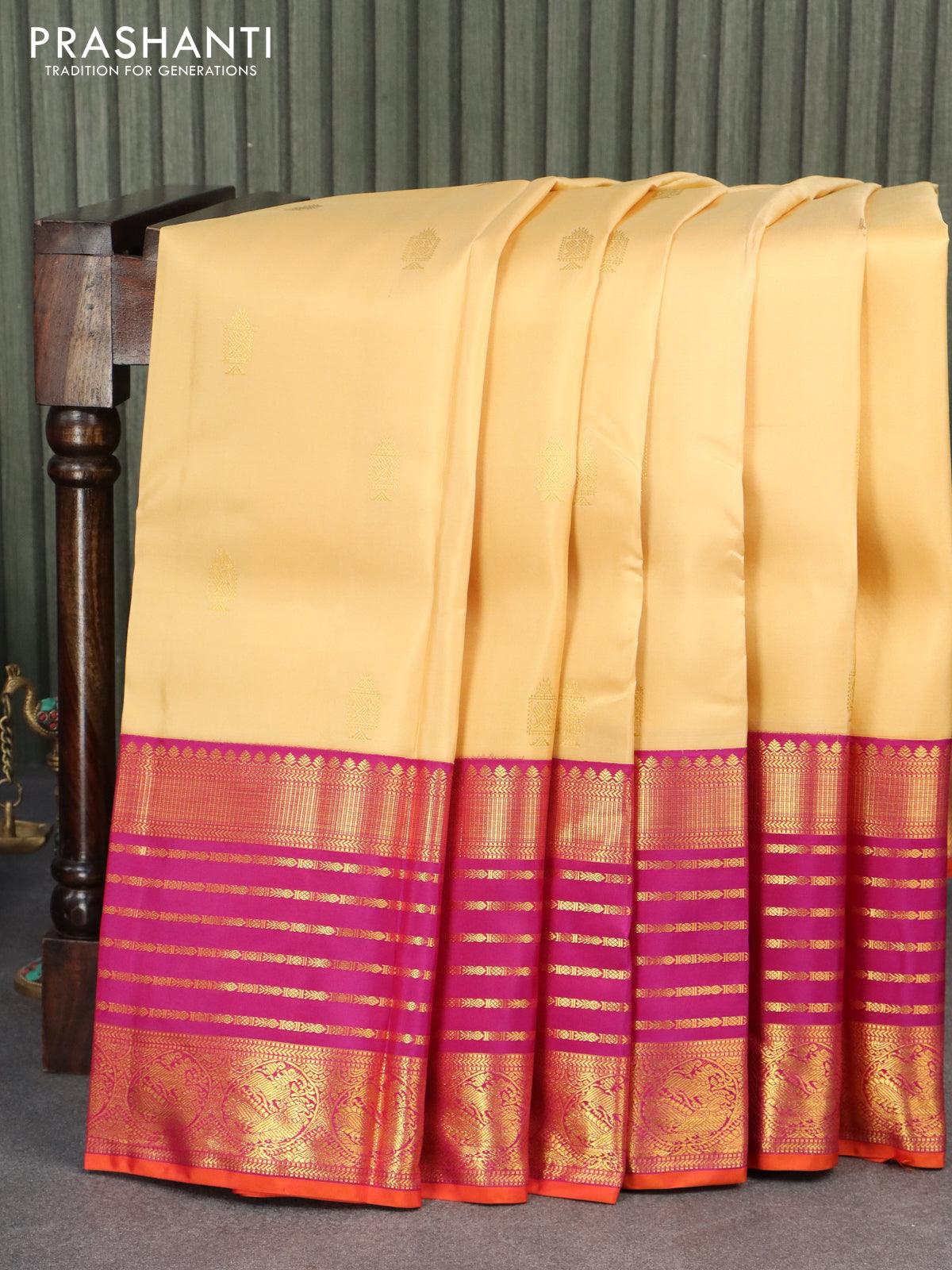 Buy Lace Pink & Lavender Dual Tone Zari woven Kanchipuram Silk Saree Online  | Samyakk